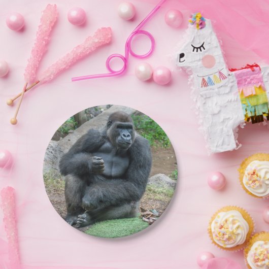 Gorilla auf der Zoompapierplatte Pappteller (Party)