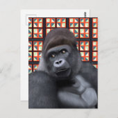 Gorilla auf Red and Blue Geometric Wildlife Postkarte (Vorne/Hinten)