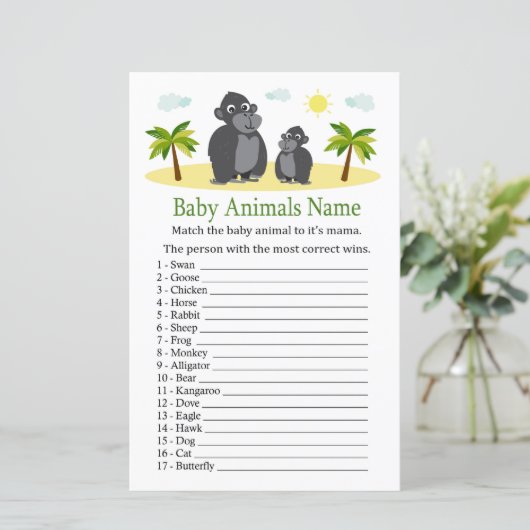 Gorilla Baby Animals Name Game (Stehend Vorderseite)