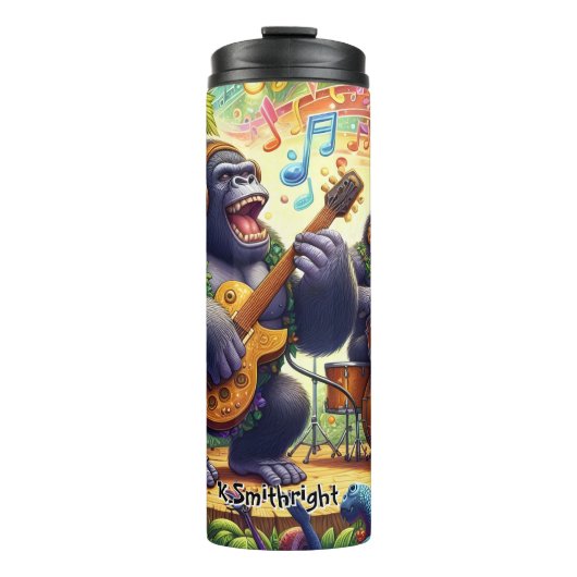 Gorilla Band im Dschungel Thermosbecher (Vorderseite)