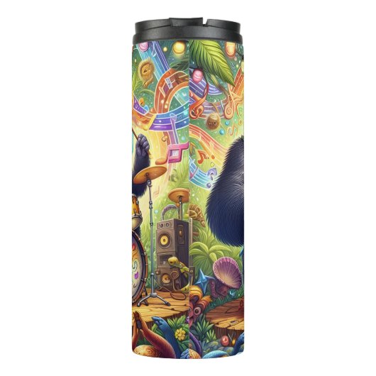 Gorilla Band im Dschungel Thermosbecher (Rückseite)