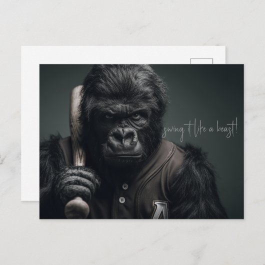 Gorilla Baseball Player Postkarte (Vorne/Hinten)