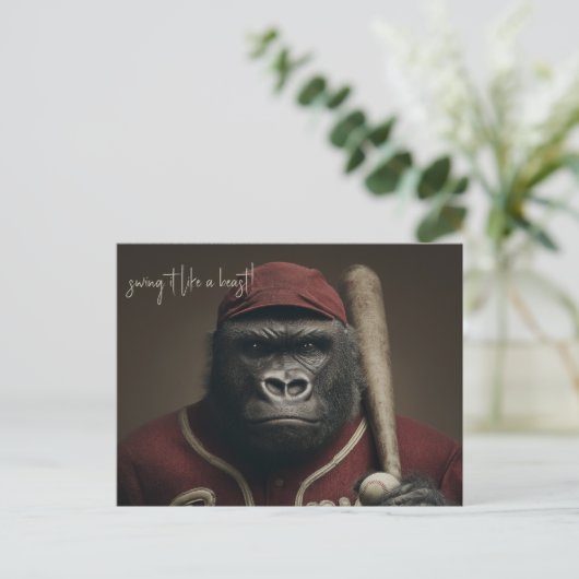 Gorilla Baseball Player Postkarte (Stehend Vorderseite)
