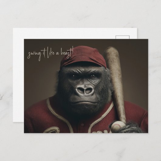 Gorilla Baseball Player Postkarte (Vorne/Hinten)