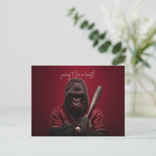 Gorilla Baseball Player Postkarte (Stehend Vorderseite)