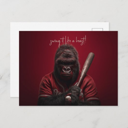 Gorilla Baseball Player Postkarte (Vorne/Hinten)