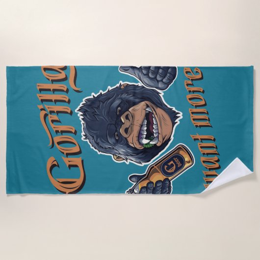 Gorilla Beer Beach Handtuch (Vorderseite)