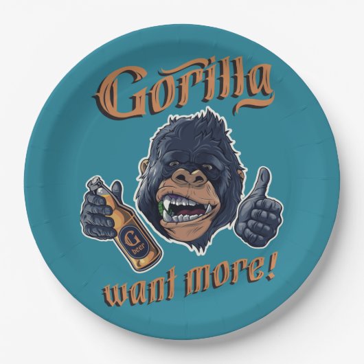 Gorilla Beer Paper Plate Pappteller (Vorderseite)