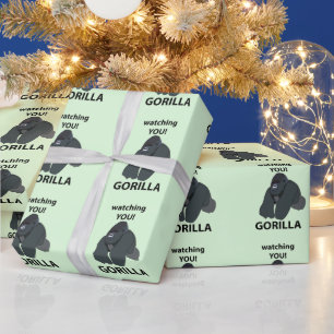 Gorilla beobachtet euch den Funny Gorilla Geschenkpapier
