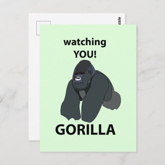 Gorilla beobachtet euch den Funny Gorilla Postkarte (Vorne/Hinten)