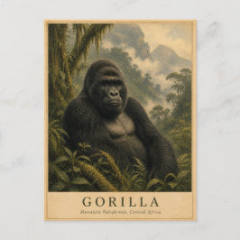 Gorilla-Bergregenwald VINTAGE Postkarte