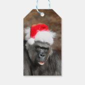Gorilla Biddy in einem Weihnachtshut Geschenkanhänger (Rückseite)