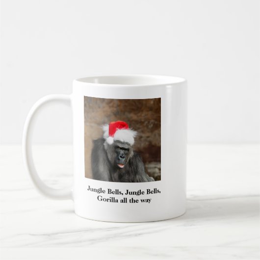 Gorilla Biddy in einem Weihnachtshut Kaffeetasse (Links)