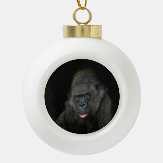 Gorilla Biddy Keramik Kugel-Ornament (Vorderseite)