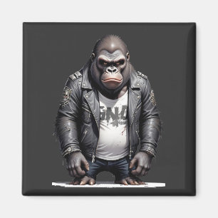 Gorilla Biker Rebel im Coolen Lederjacketstil Magnet