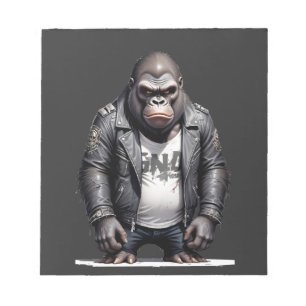 Gorilla Biker Rebel im Coolen Lederjacketstil Notizblock