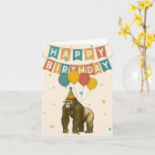 Gorilla Birthday Card - Funny Animal with Balloons Karte (Gelbe Blume)