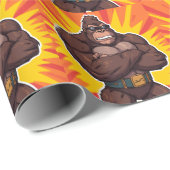 Gorilla Bodybuilder Gewichtheber Pop Art Cartoon Geschenkpapier (Rolleneckpunkt)