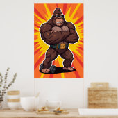 Gorilla Bodybuilder Gewichtheber Pop Art Cartoon Poster (Küche)