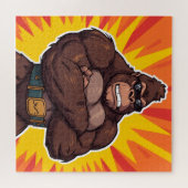 Gorilla Bodybuilder Gewichtheber Pop Art Cartoon Puzzle (Horizontal)