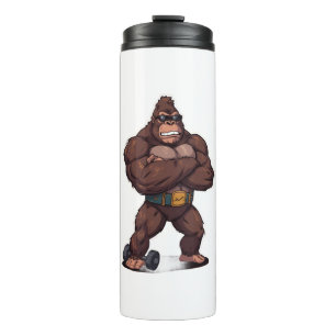 Gorilla Bodybuilder Gewichtheber Pop Art Cartoon Thermosbecher