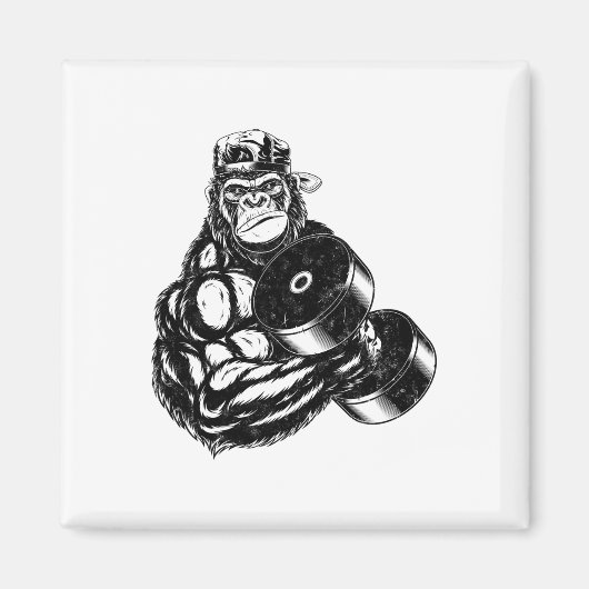 Gorilla Bodybuilder Gym Weightlifting Tee Workout  Magnet (Vorne)