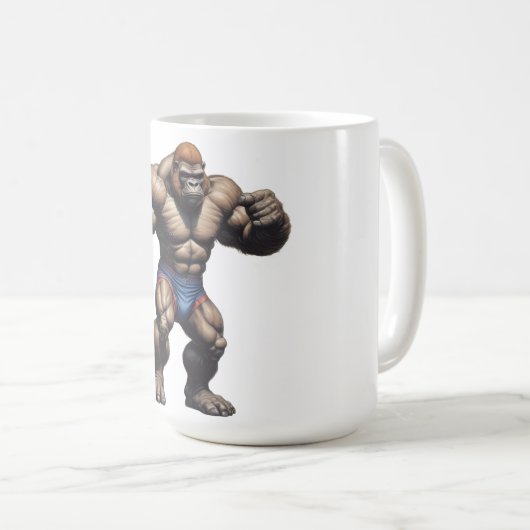 Gorilla Bodybuilder Pop Art Cartoon Drawing Kaffeetasse (VorderseiteRechts)