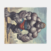 Gorilla Bodybuilder Pop Art Cartoon Zeichnend Fleecedecke (Vorderseite (Horizontal))