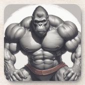 Gorilla Bodybuilder Pop Art Cartoon Zeichnend Getränkeuntersetzer (Vorderseite)