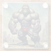 Gorilla Bodybuilder Pop Art Cartoon Zeichnend Glasuntersetzer (Rückseite)