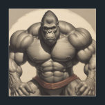 Gorilla Bodybuilder Pop Art Cartoon Zeichnend Holzdruck<br><div class="desc">Digital Computer Animal Art - Uni Pop Kunst - Wilde Tiercomputer Bilder</div>