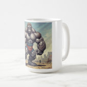 Gorilla Bodybuilder Pop Art Cartoon Zeichnend Kaffeetasse (VorderseiteRechts)