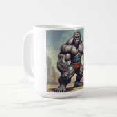 Gorilla Bodybuilder Pop Art Cartoon Zeichnend Kaffeetasse (Vorderseite Links)