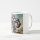Gorilla Bodybuilder Pop Art Cartoon Zeichnend Kaffeetasse (VorderseiteRechts)