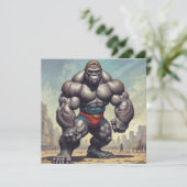 Gorilla Bodybuilder Pop Art Cartoon Zeichnend Kart (Stehend Vorderseite)