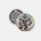 Gorilla Bodybuilder Pop Art Cartoon Zeichnend Magnet (Vorderseite/Rückseite)