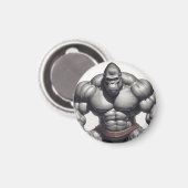 Gorilla Bodybuilder Pop Art Cartoon Zeichnend Magnet (Vorderseite/Rückseite)