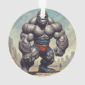 Gorilla Bodybuilder Pop Art Cartoon Zeichnend Ornament (Rückseite)