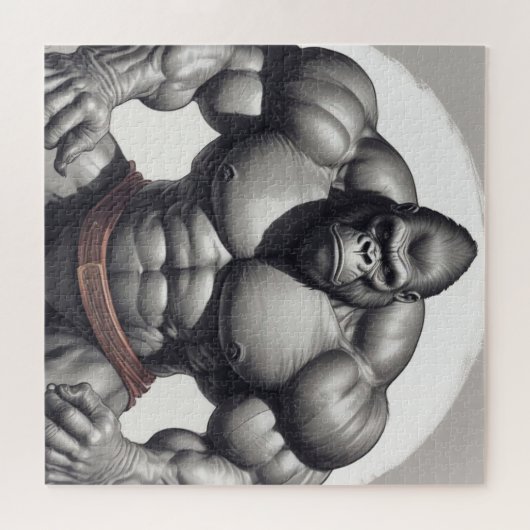 Gorilla Bodybuilder Pop Art Cartoon Zeichnend Puzzle (Horizontal)
