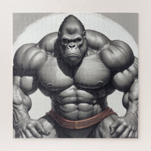 Gorilla Bodybuilder Pop Art Cartoon Zeichnend Puzzle