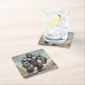 Gorilla Bodybuilder Pop Art Cartoon Zeichnend Rechteckiger Pappuntersetzer (Vor Ort)