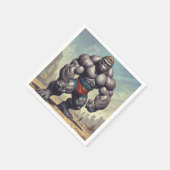 Gorilla Bodybuilder Pop Art Cartoon Zeichnend Serviette (Ecke)