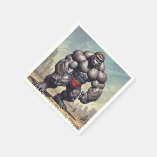 Gorilla Bodybuilder Pop Art Cartoon Zeichnend Serviette (Ecke)