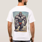 Gorilla Bodybuilder Pop Art Cartoon Zeichnend T-Shirt (Rückseite)