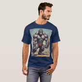Gorilla Bodybuilder Pop Art Cartoon Zeichnend T-Shirt (Vorne ganz)
