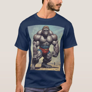 Gorilla Bodybuilder Pop Art Cartoon Zeichnend T-Shirt