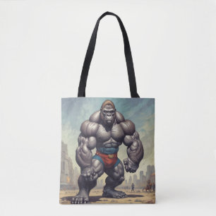 Gorilla Bodybuilder Pop Art Cartoon Zeichnend Tasche