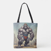Gorilla Bodybuilder Pop Art Cartoon Zeichnend Tasche (Rückseite)