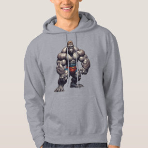 Gorilla Bodybuilder Pop Art Cartoon Zeichnung Hoodie