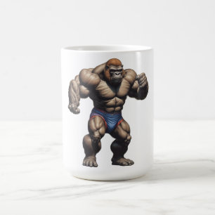 Gorilla Bodybuilder Pop Art Cartoon Zeichnung Kaffeetasse